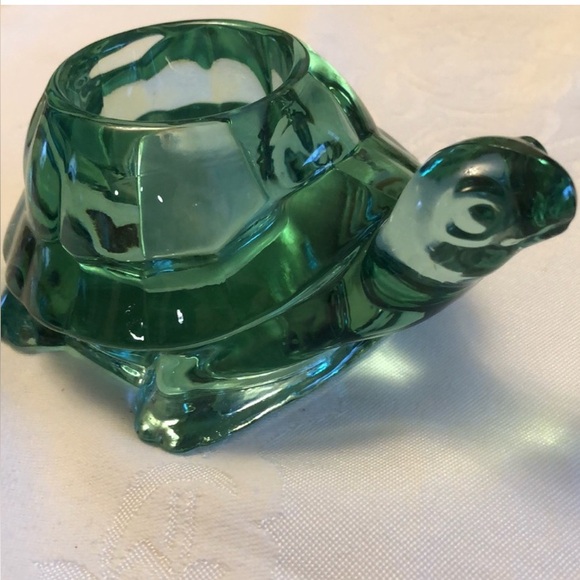 Vintage Indiana Glass Spanish Green Turtle votive or epiphyte plant holder more - Picture 5 of 10
